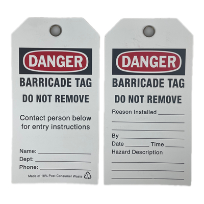 Plastic Tag Gevaar Barricade Tag Duurzaam PVC voor veiligheid Sign Tag