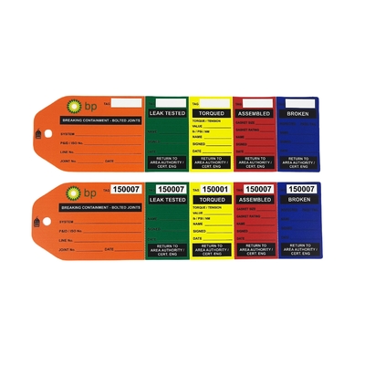 Aangepaste veiligheidstag Waterdicht Bestand tegen scheuren Veiligheidsinspectie Markeerlabels PVC Management Tag