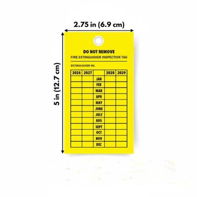 Brandblusser tag vinyl waterdicht dubbelzijdig afdrukken plastic tag voor voor binnen buiten inspectie tag